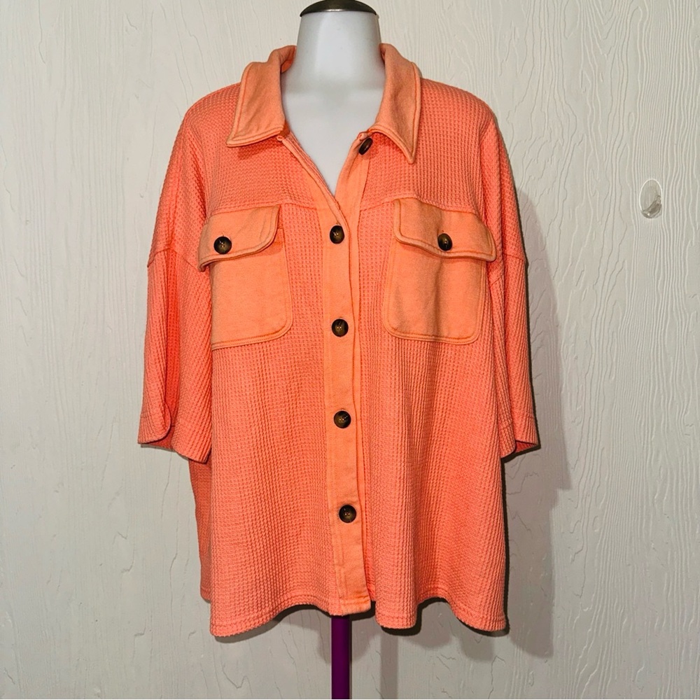 Gorgeous Oddy Fleece Coral Shirt Top Size 2X